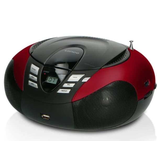 LENCO SCD-37 USB Kırmızı - Taşınabilir FM Radyo CD ve USB oynatıcı - Kırmızı - Görsel 2