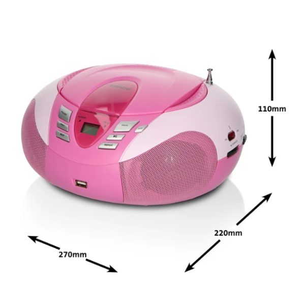 LENCO SCD-37 USB Pembe - Taşınabilir FM Radyo CD ve USB çalar - Pembe - Görsel 12