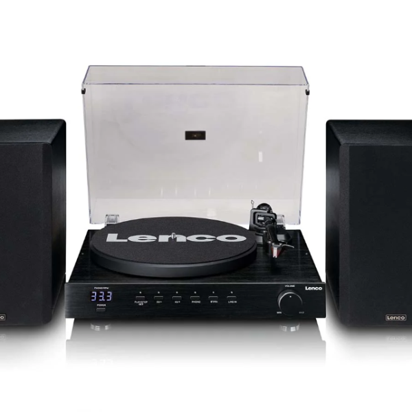 LENCO LS-700BK - Hoparlörlü, Bluetooth® özellikli ve Ortofon 2M Red pikaplı yüksek güçlü HiFi plak çalar - 2 x 100W RMS çıkışlı dahili stereo amplifikatör - Siyah