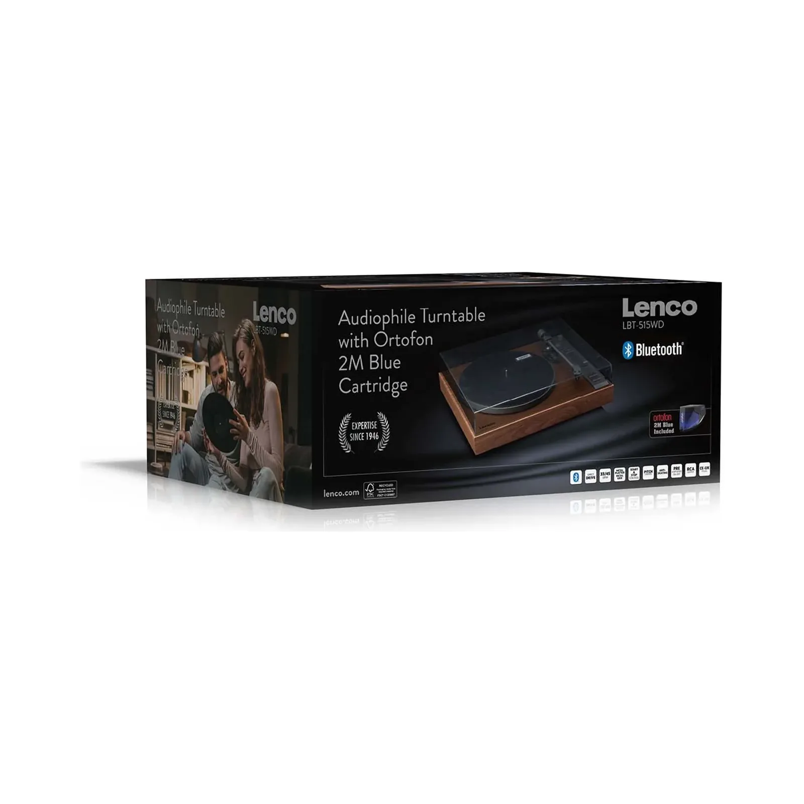 LENCO LBT-515WD - Ortofon 2M Blue kartuşlu ve Bluetooth® özellikli, birinci sınıf doğrudan tahrikli pikap