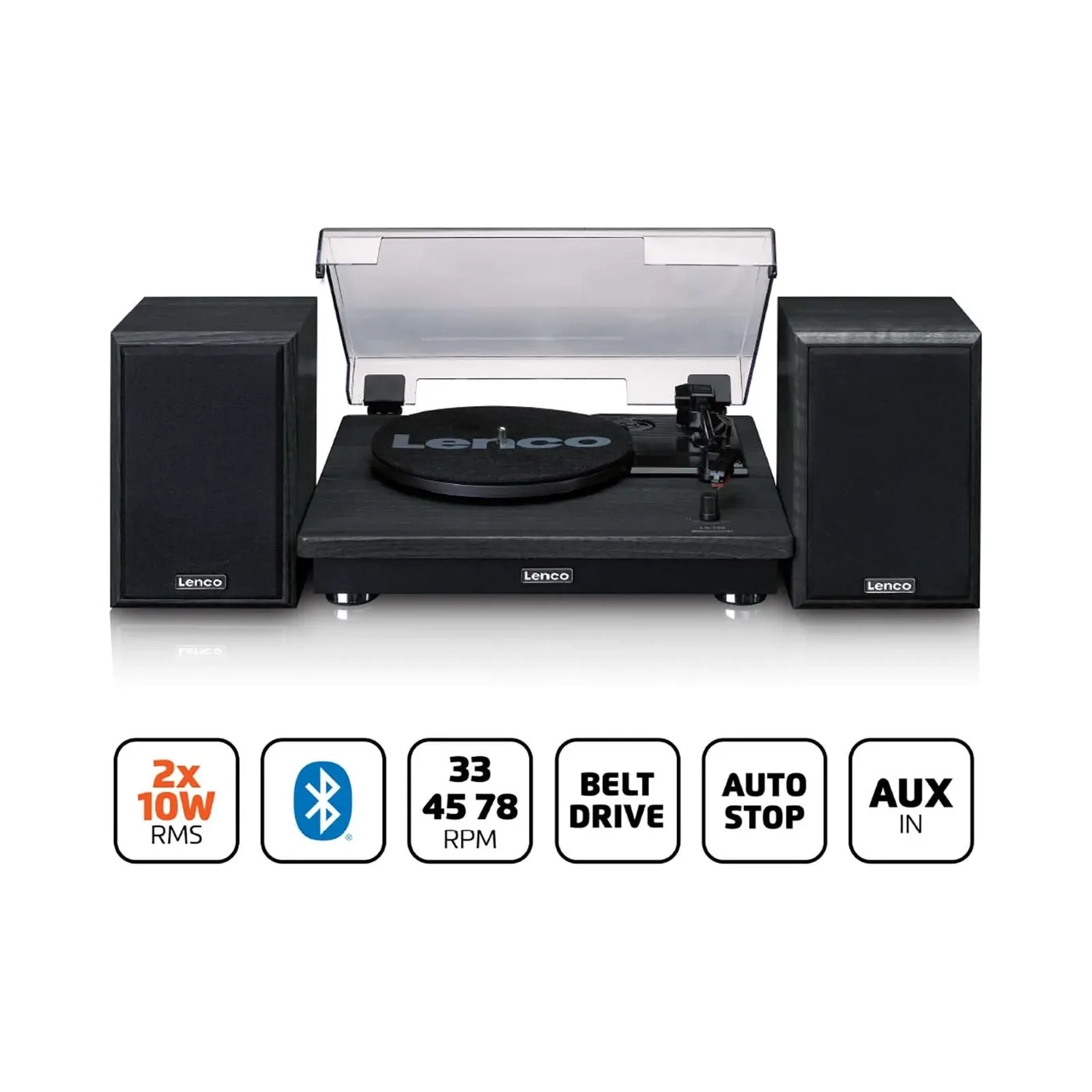 ENCO LS-100BK Bluetoothlu - 2 harici hoparlörlü pikap