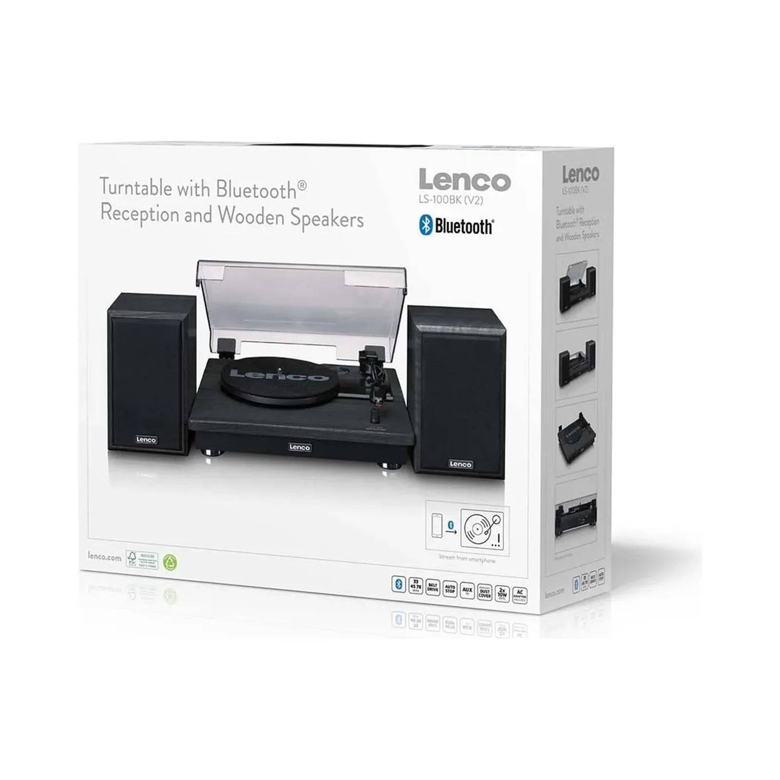ENCO LS-100BK Bluetoothlu - 2 harici hoparlörlü pikap