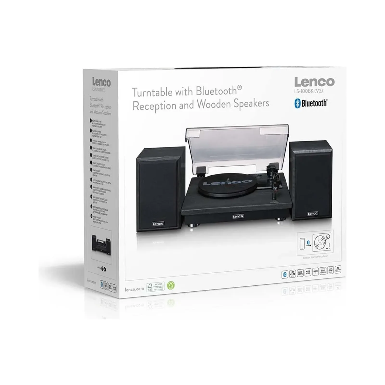 ENCO LS-100BK Bluetoothlu - 2 harici hoparlörlü pikap