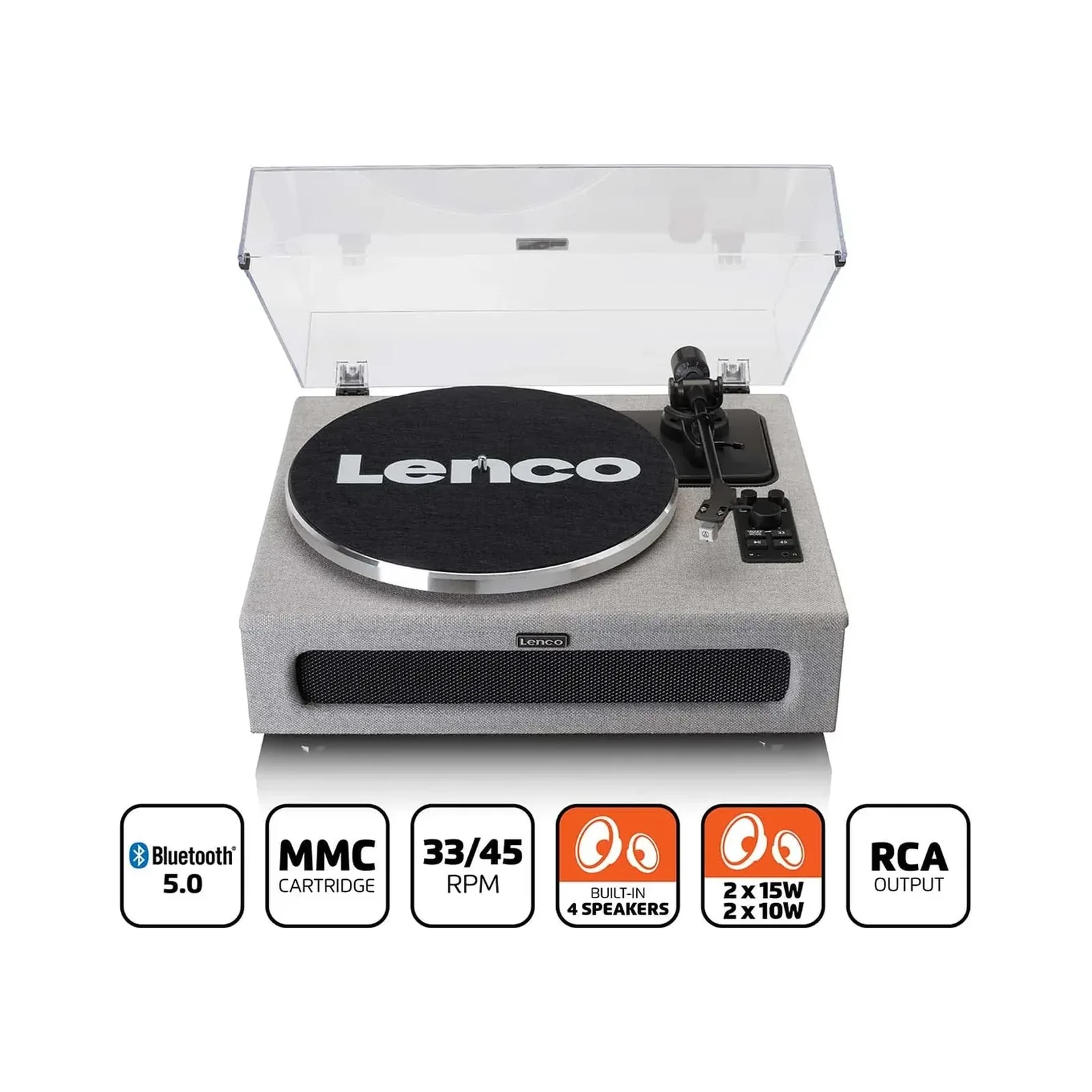 Lenco LS-440 Hoparlörlü Plak Çalar – Gri - Görsel 2