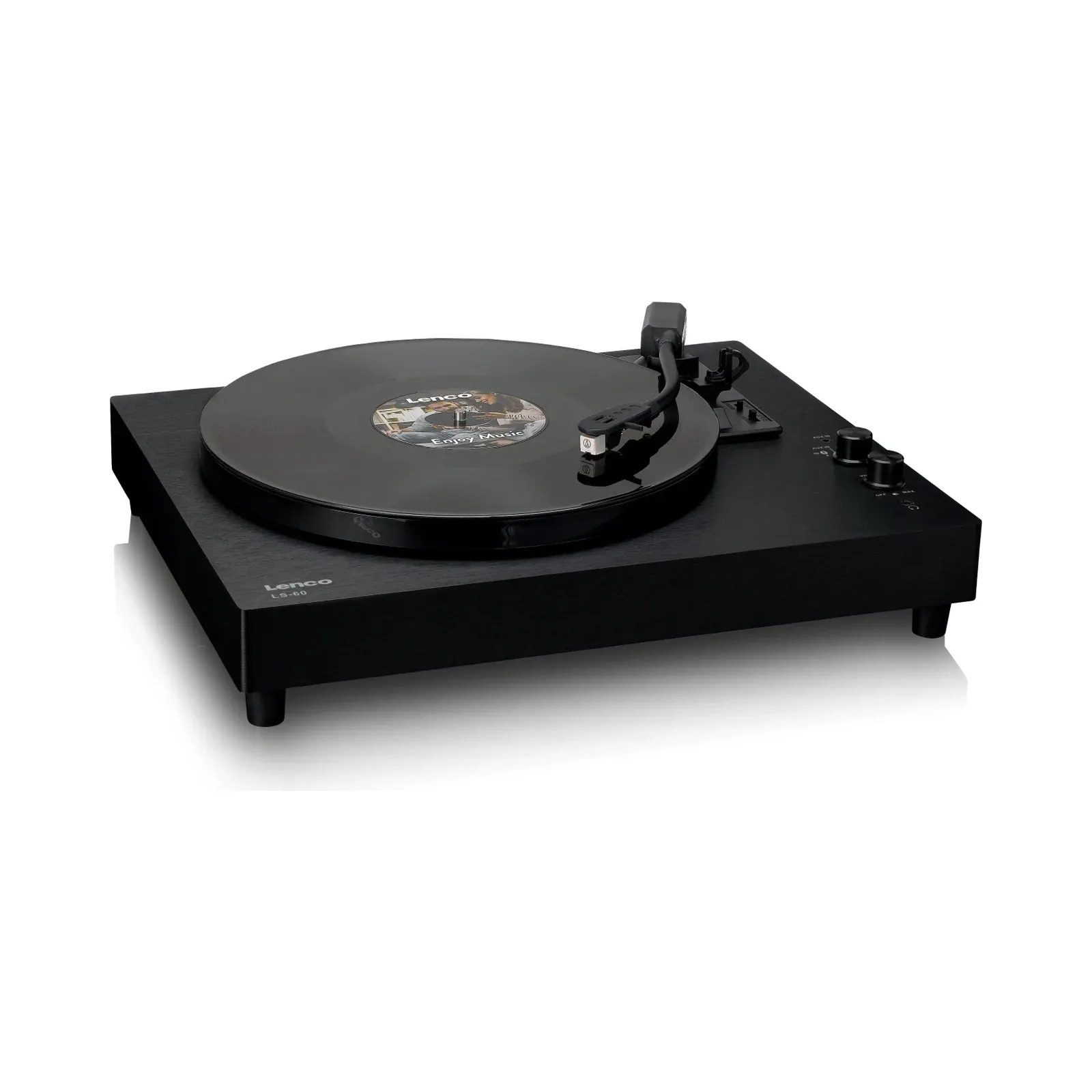 LENCO LS-60BK AHŞAP KASA USB BAĞLANTILI AT-3600 AUDIO TECHNICA İĞNE, PLASTİK KAPAKLI, BLUETOOTH IN/OUT