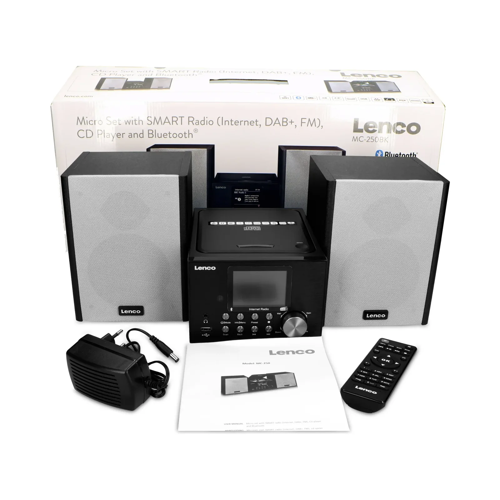 LENCO MC-250BK - Akıllı Radyo, CD/USB oynatıcı, internet, DAB+, Bluetooth® özellikli mikro set