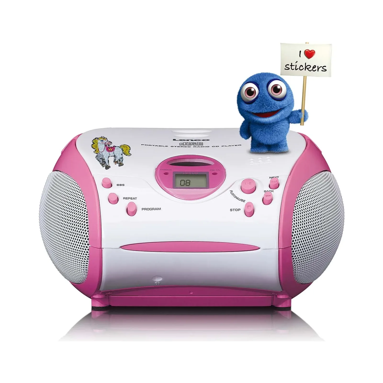 LENCO SCD-24PK kids - CD çalarlı taşınabilir stereo FM radyo