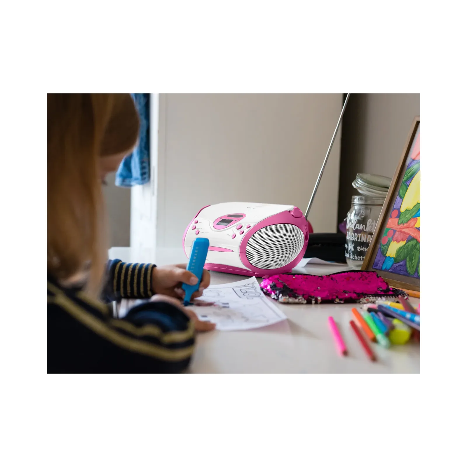 LENCO SCD-24PK kids - CD çalarlı taşınabilir stereo FM radyo