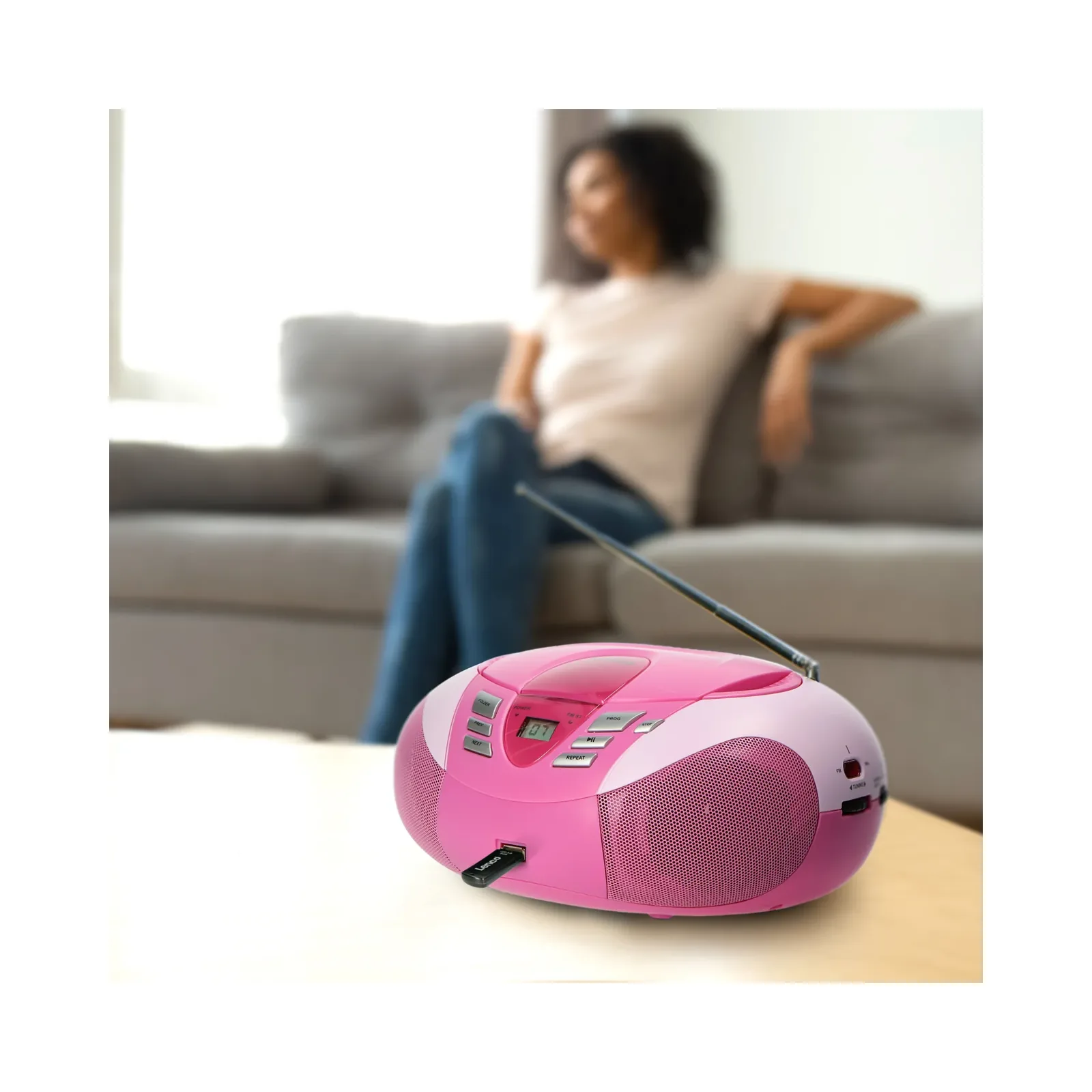 LENCO SCD-37 USB Pembe - Taşınabilir FM Radyo CD ve USB çalar