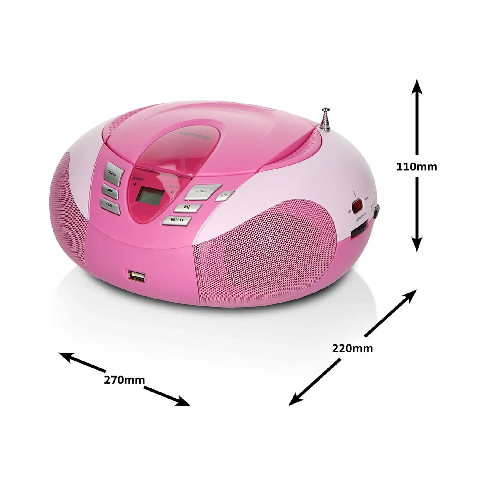 LENCO SCD-37 USB Pembe - Taşınabilir FM Radyo CD ve USB çalar
