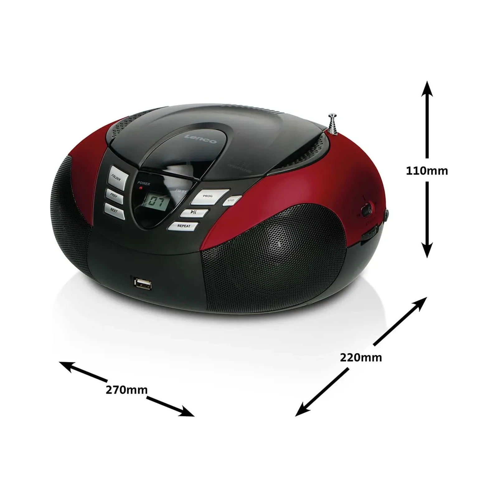 LENCO SCD-37 USB Kırmızı - Taşınabilir FM Radyo CD ve USB oynatıcı