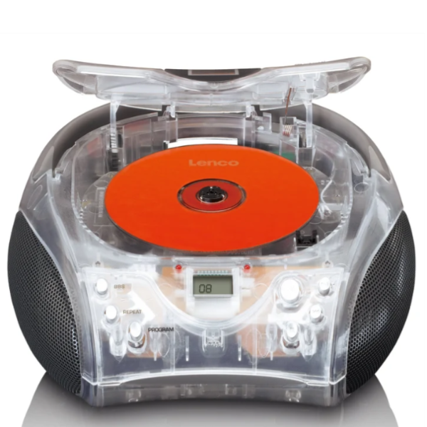 LENCO SCD-24TR - Taşınabilir stereo FM radyo ve CD çalar - Şeffaf