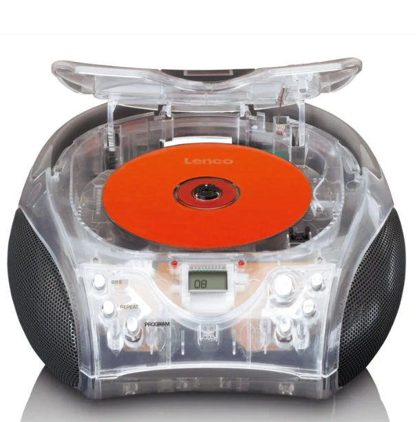 LENCO SCD-24TR - Taşınabilir stereo FM radyo ve CD çalar - Şeffaf