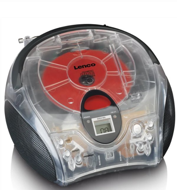 LENCO SCD-24TR - Taşınabilir stereo FM radyo ve CD çalar - Şeffaf - Görsel 3