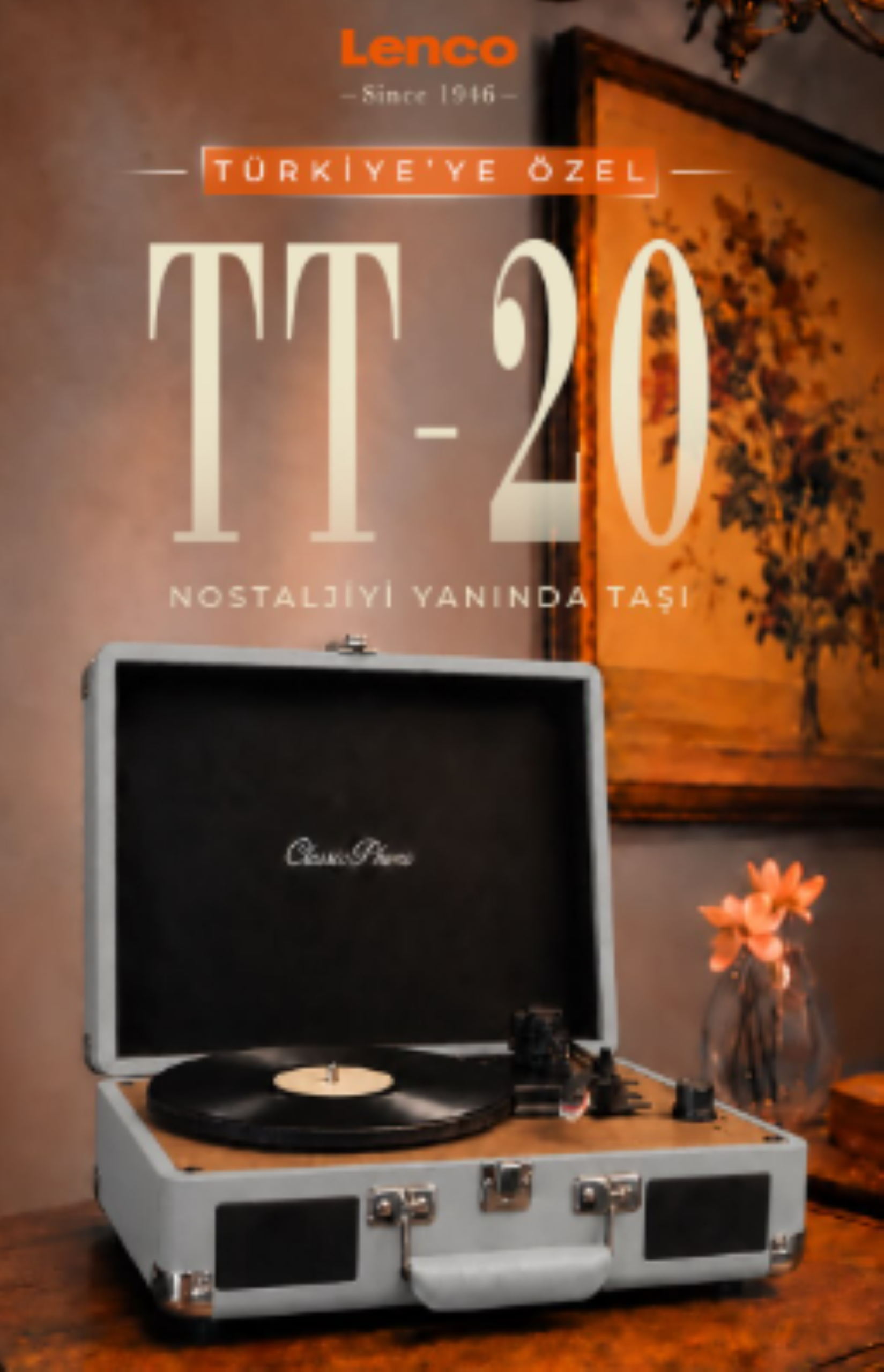 CLASSIC PHONO TT-20 -GY Hoparlörlü Bavul Tipi Pikap – GRI - Görsel 2