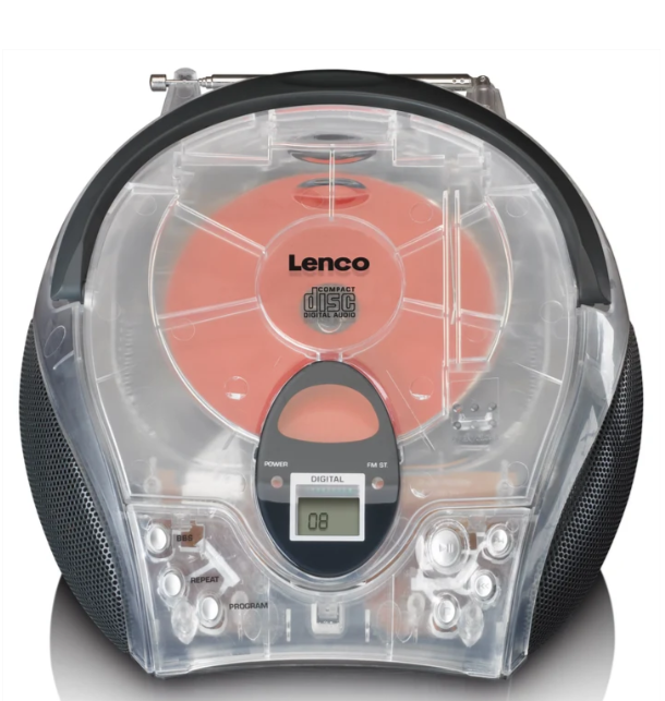 LENCO SCD-24TR - Taşınabilir stereo FM radyo ve CD çalar - Şeffaf - Görsel 4